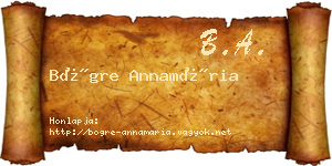 Bögre Annamária névjegykártya
